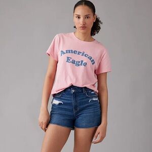 NWOT American Eagle Curvy Crossover Ripped Denim Mom Short